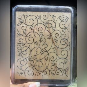 Stampin Up Wooden Stamps Heart and Swirl Design Lot